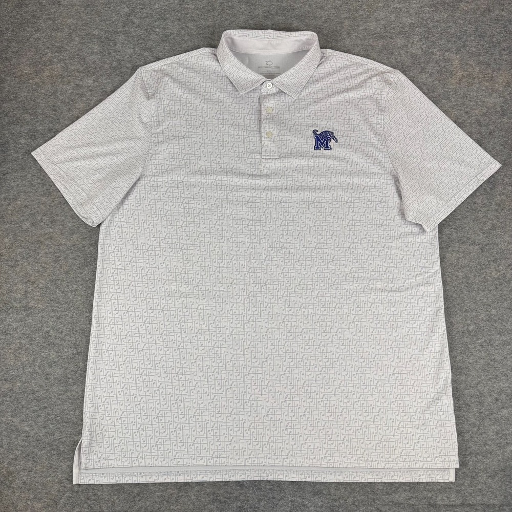 Southern Tide Skipjack Polo Shirt Memphis Tigers Golf Print Mens XXL 2XL